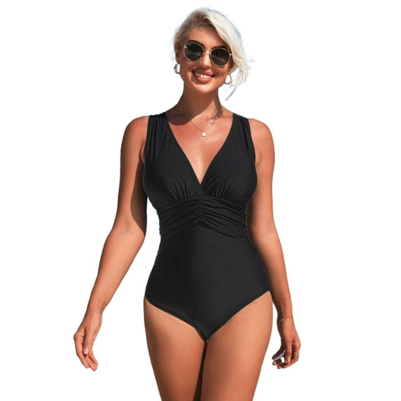 Alove Women V Collar Bathing Suit One Piece Swimsuit Sexy Monokini Swimwear S-XL