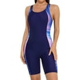 thumbnail image 1 of Alove Women's Color Splicing Boyleg Athletic Swimwear Knee-Length One Piece Competitive Bathing Suit, 1 of 5