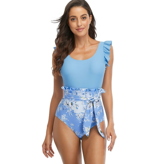 Alove Women's Floral Monokini One Piece Beach Cute Swimsuit Bathing Suits