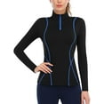 thumbnail image 1 of Alove Women's Half Zipper Rashguard Long Sleeve High Neck Swimsuit UPF 50+, 1 of 5