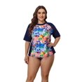 thumbnail image 1 of Alove Women's Plus Size Short Sleeve Swim Shirt Top Color Blocked UPF 50+ Rashguard, 1 of 6