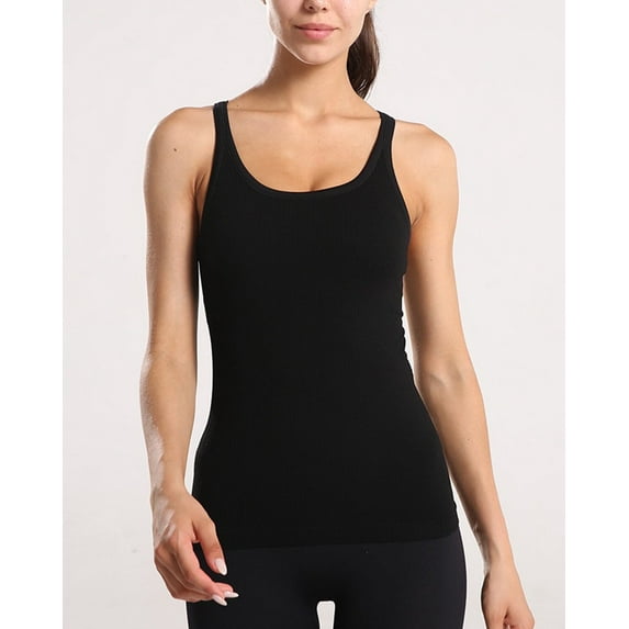 Alove Women's Racer Back Stretchy Tank Top With Shelf Bra Square Back Yoga Workout Tank Top