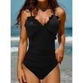 thumbnail image 1 of Alove Women's Ruffle-Trim V Neck One Piece Swimsuit Tie Back Beach Swimwear Bathing Suits Monkini, 1 of 5