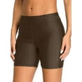 thumbnail image 1 of Alove Women's Solid Stretchy Swim Shorts With Pocket High Rise Swimsuit Trunk, 1 of 6