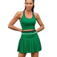 thumbnail image 1 of Alove Womens 2 Pieces Solid Tennis Skirts Building in Short High Waisted Pleated Skirt Sets Seamless Colorblock Golf Outfits Top and Skirt, 1 of 7