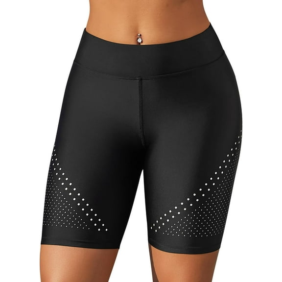 Alove Womens Dot Print High Waisted Swim Shorts Quick Dry UPF50+ Board Shorts