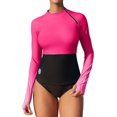 thumbnail image 1 of Alove Womens Long Sleeve UPF 50+ Rash Guard Top with Thumb Hole Swim Shirts Gradient Color Block Swim Tops with Shoulder Zipper, 1 of 8