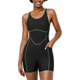 thumbnail image 1 of Alove Womens Quick-drying Athletic Boyleg Swimwear One Piece Sporty Swimsuits with Pockets Racerback Modest Bathing Suit, 1 of 7