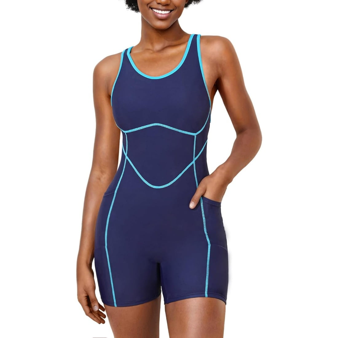 Alove Womens Quick-drying Athletic Boyleg Swimwear One Piece Sporty ...