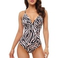 thumbnail image 1 of Alove Womens Scalloped Padded High Cut One Piece Swimsuits Backless Strappy Monokinis Bathing Suits Swimwear, 1 of 4