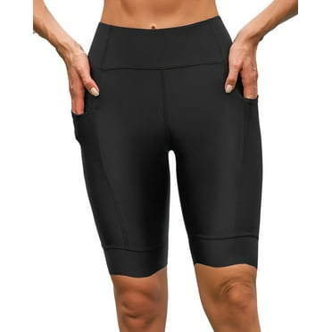 Alove Womens Solid 5" Regular Swim Shorts Wave Edge Swimming Bottom with Two Pockets Side