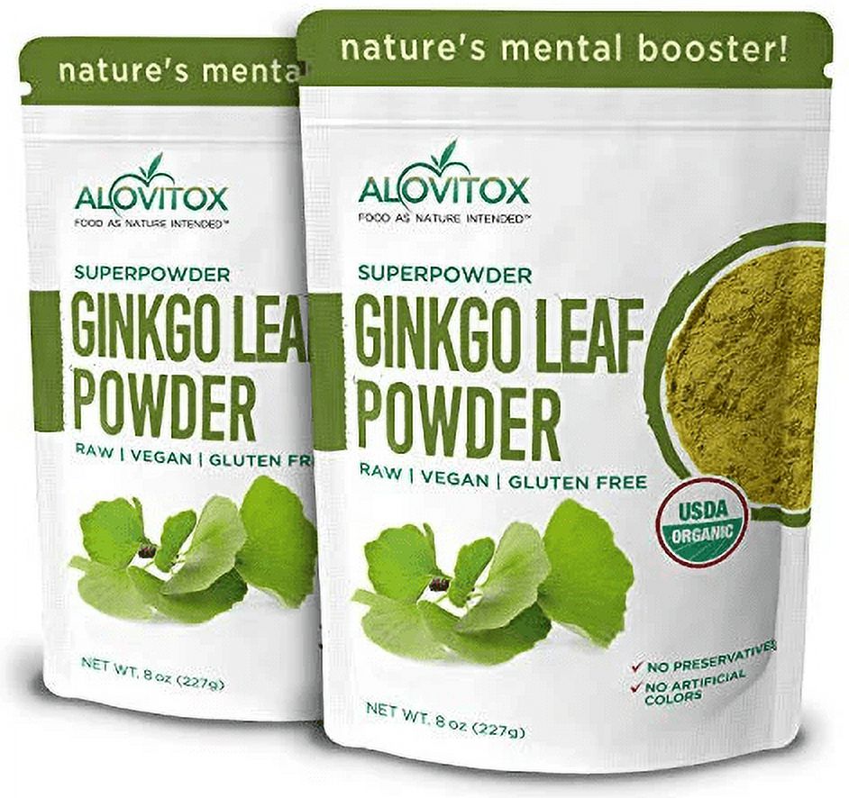Alovitox Ginkgo Biloba Organic leaf Powder Supports Aging, Memory