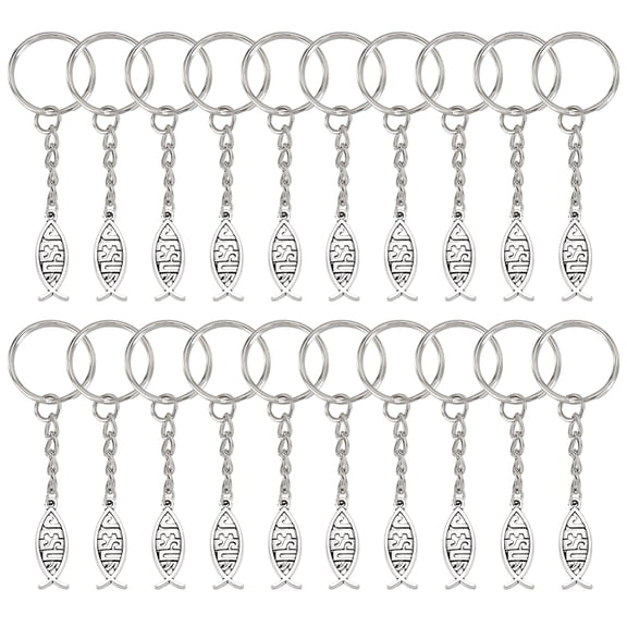 Aloy Keychain with Iron Rings Platinum 80mm 40pcs/set