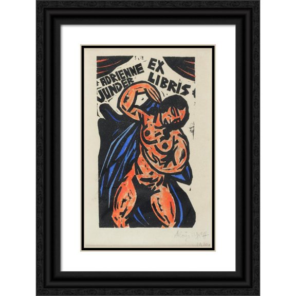 Aloys Wach 17x24 Black Ornate Framed Double Matted Museum Art Print Titled: Ex Libris Adrienne Junge