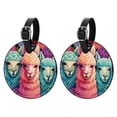thumbnail image 1 of Alpaca 2Pcs PU Leather Round Luggage Tags with Privacy Cover and Name ID Tag for Suitcase, Handbags, Backpacks, School Bags, 1 of 6