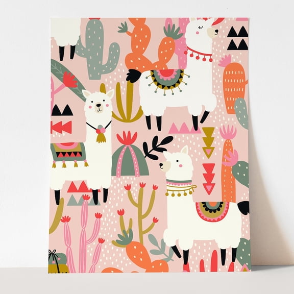 Alpaca Art Print - Wall Art Print, Alpaca Nursery Decor, Cactus Wall Art, Room Llama Decor UNFRAMED PAPER POSTER, Home Decor, Vintage Gift, Living Room Dercor