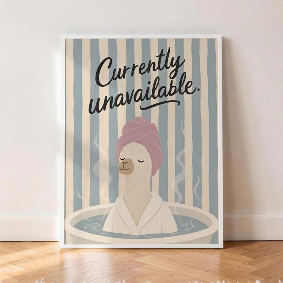 Alpaca Bath Bathroom Self Care Llama Me Time Animal Poster