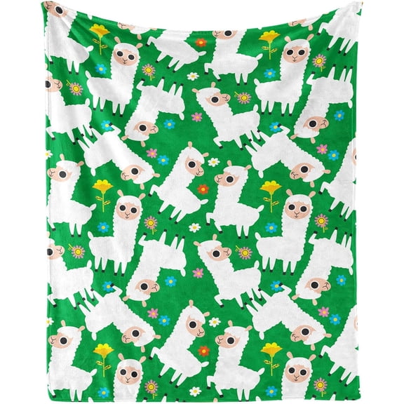 Alpaca Blanket for Boys Girls, Cute Llama Themed Design Printed Throw Blankets for Kids Lap, Chair Sofa, Warm Soft Cozy Blanket, 50×60