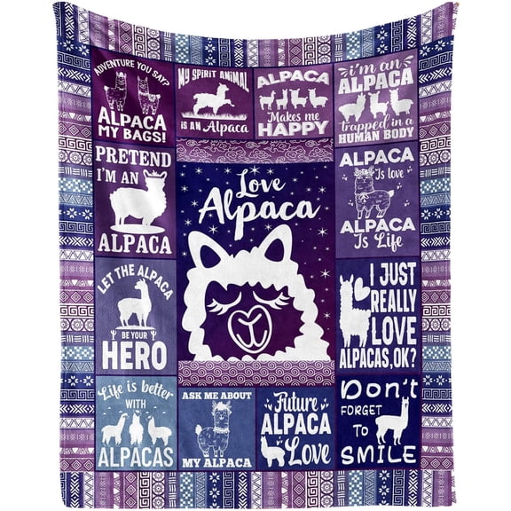 Alpaca Blanket for Women Men, Cute Llama Themed Design Printed Throw Blankets for Teens Adults Lap, Couch Bed, Warm Soft Cozy Blanket, 60"x 80"