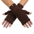 thumbnail image 1 of Alpaca Cable Knit Fingerless Mittens - Made in the USA - Super Soft Baby Alpaca - Small - Harvest Brown, 1 of 7