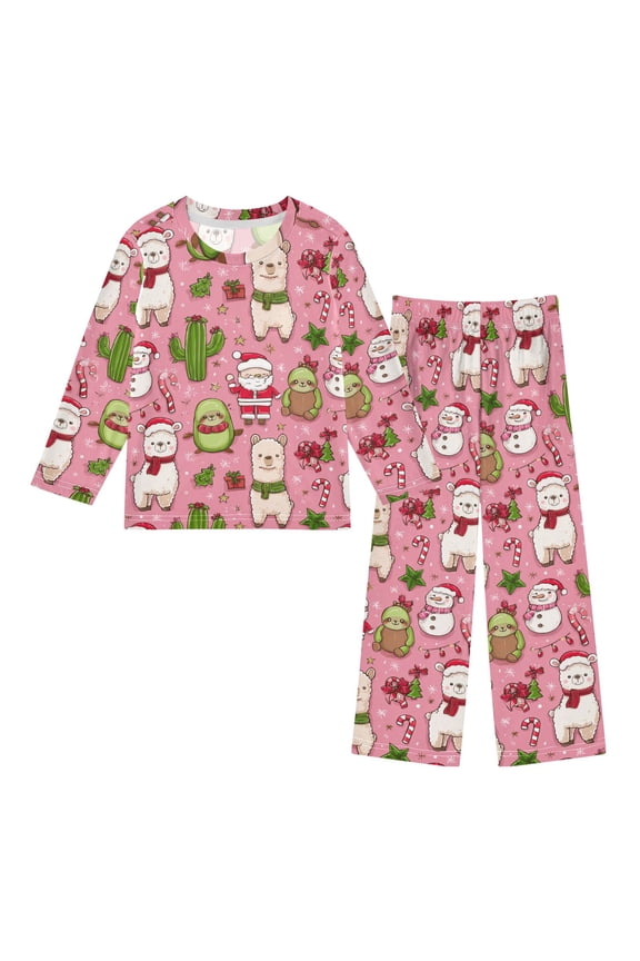 Alpaca Cactus Cozy Soft Long Sleeves Top and Pants 2 Piece Cool Pjs Pajamas Set Sleepwear Size 3-11Y