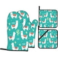 thumbnail image 1 of Alpaca Cactus Oven Mitts and Pot Holders Sets for Kitchen 4 Pcs 7"X11" Heat Resistant Baking Cooking, 1 of 6