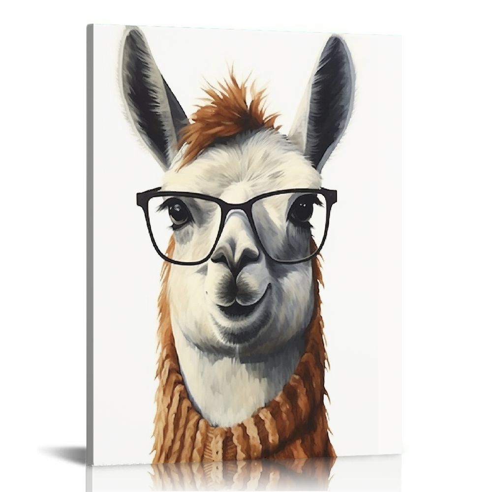 Alpaca Canvas Prints Wall Art Funny Animals Wearing Glasses Pictures ...