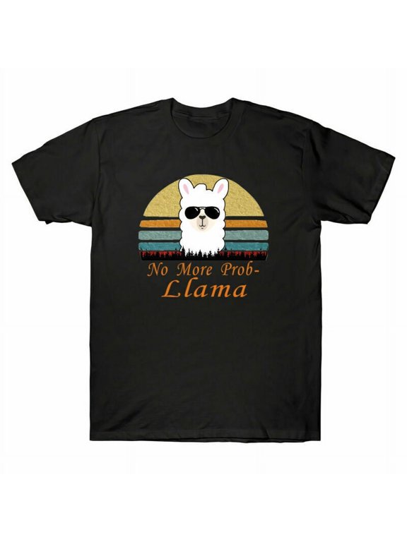 Alpaca Cotton T-Shirt More Prob-Llama No Funny Tee Men's