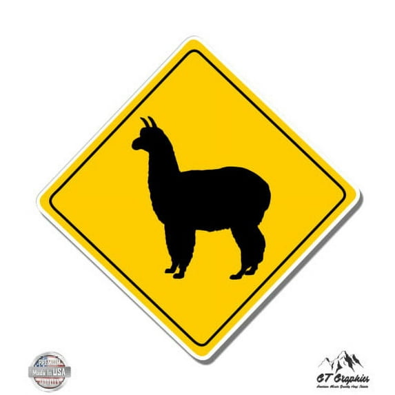 Alpaca Crossing - 8" Vinyl Sticker - For Car Laptop I-Pad - Waterproof Decal