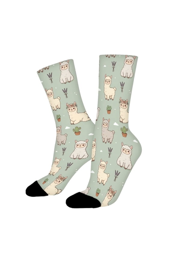 Alpaca Farm Animal Funny Novelty Crew Socks for Women Men Sports