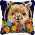 thumbnail image 1 of Alpaca & Flowers Latch Hook Pillow Kits Pillow Cover Latch Hook Crafts Crochet Knitted Hooking Pillowcase Cushion Crafts Embroidery Latch Hooking Kits Material Set 17x17 inch(88), 1 of 6