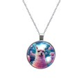 thumbnail image 1 of Alpaca Glass Design Circular Pendant Necklace - Elegant Jewelry Piece, 1 of 5