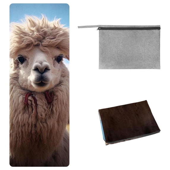 Alpaca Gym Towel with Storage Bag, 72.8"x26.8", Suitable for Yoga, Pilates, Fitness, etc. - Yoga Towel, Gym Towel, Yoga Blanket