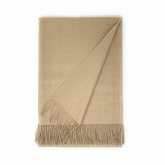 Alpaca Home - All Natural 100% Baby Alpaca Wool Classic Solid Throw Blanket - (Danish Almond)