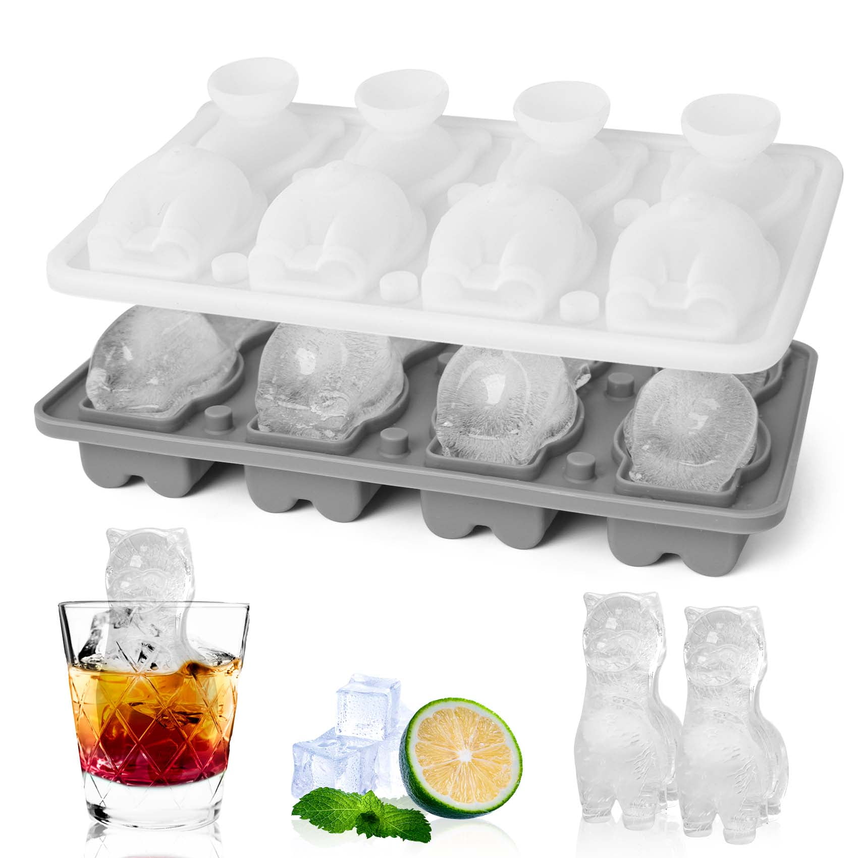 Alpaca Ice Cube Mold 4-Cavity Silicone Tray - 3.7"XL Cubes for ...
