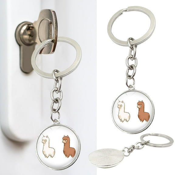 Alpaca Keychain Silver Alloy Cute Animal Keyring Bag Charm Backpack Decor