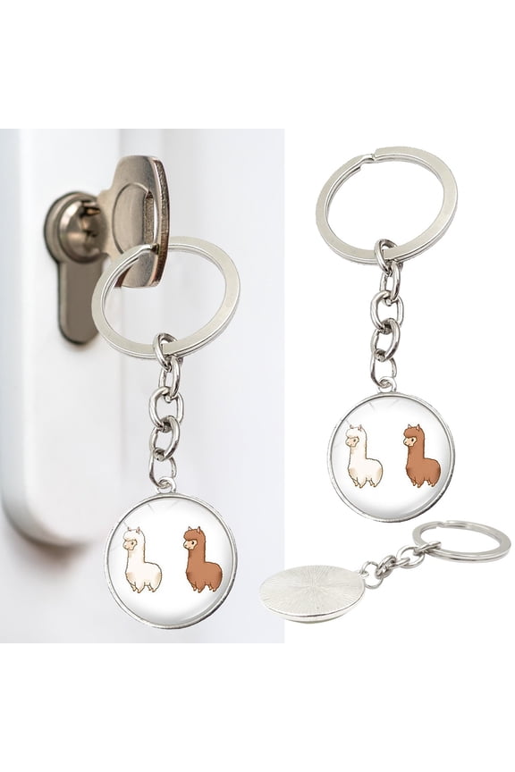 Alpaca Keychain Silver Alloy Cute Animal Keyring Bag Charm Backpack Decor