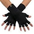 thumbnail image 1 of Alpaca Knit Fingerless Gloves - Made in the USA - Super Soft Baby Alpaca - Small - Black, 1 of 7