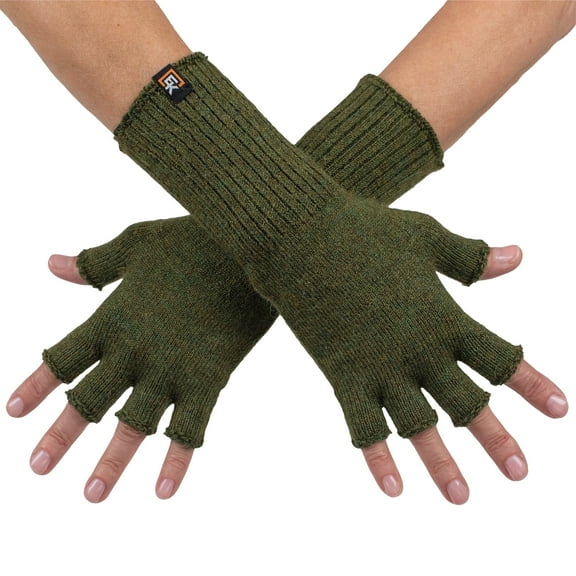 Alpaca Knit Fingerless Gloves - Made in the USA - Super Soft Baby Alpaca - Small - Green