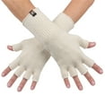thumbnail image 1 of Alpaca Knit Fingerless Gloves - Made in the USA - Super Soft Baby Alpaca - Small - Natural, 1 of 7