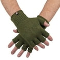 thumbnail image 1 of Alpaca Knit Fingerless Gloves - Made in the USA - Super Soft Baby Alpaca - Large - Green, 1 of 7