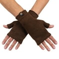 thumbnail image 1 of Alpaca Knit Fingerless Mittens - Super Soft Baby Alpaca - Made in the USA - Small - Harvest Brown, 1 of 7