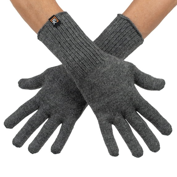 Alpaca Knit Gloves for Women - Made in the USA - Super Soft Baby Alpaca - Small - Grey