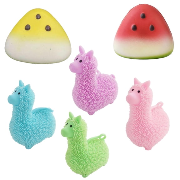 Alpaca Light Up Squishy Stress Reliever 1 Pack, Inflatable Glowing Decompression Ball, Green Cute Animal Sensory Fidget Toy for Kids Adults Desk Decor