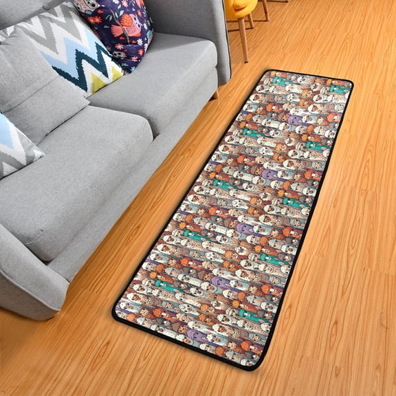 Alpaca Llama Animal Faces Hallway Runner Rug 2'X6' Non-Slip Washable Carpet Runner Kitchen Entryway Laundry Bedroom