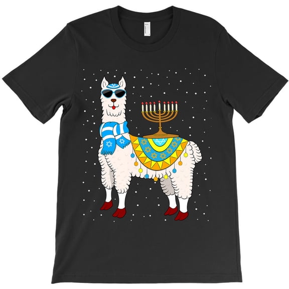 Alpaca Llama Jew Jewish Hanukkah Chanukah Funny Menorah Kids Themed - Holiday Favorite G34003 Unisex T-Shirt, Up to Size 5XL