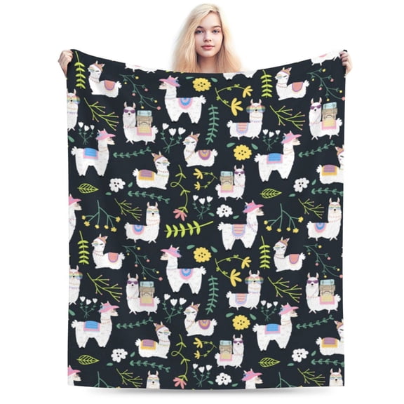 Alpaca Llama Throw Blanket, Gifts For Men Women, Soft Warm Cozy Lightweight Fleece Throw Blankets Sherpa Fuzzy Stuff For Bed Sofa Couch Chair 40"X30"