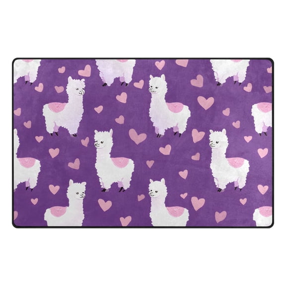 Alpaca Love Pattern Memory Foam Area Rug 31"x20" Non Slip, Absorbent, Fade Proof for Living Room, Bedroom, Office