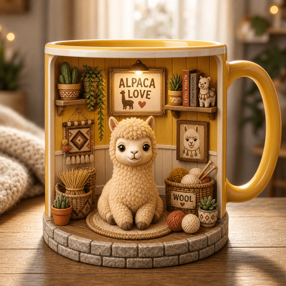 Alpaca Lover Mug 3D Effect Cute Animal Coffee Cup Gift