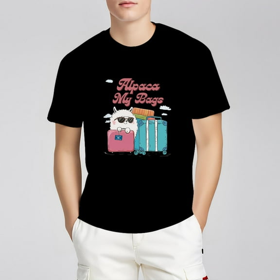 Alpaca My Bags – Funny Travel Quote T-Shirt for Kids & Adults (Black/White) - Made in USA
